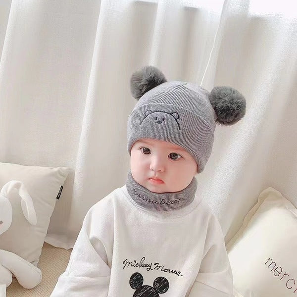 0–36 Months Little Bear Set – Gray with Scarf