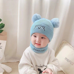 0–36 Months Little Bear Baby Set–Blue with Scarf